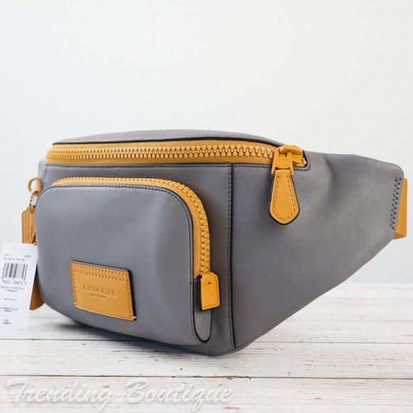 NWT Coach Smooth Leather Track Belt Bag Fanny Pack in Heather Grey Flax - Picture 4 of 10